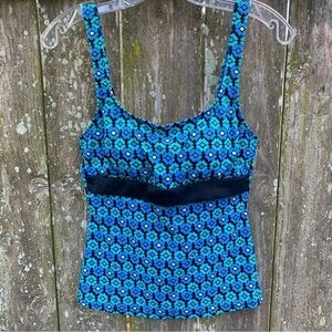 Athena Teal and Blue Tankini Patterned Swim Tank Top beach boating spring summer
